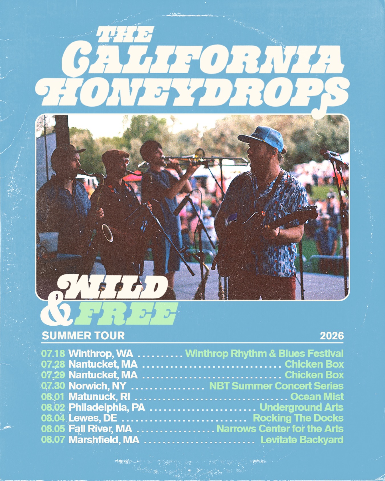 The California Honeydrops Lazy Days Summer Tour Poster 2026